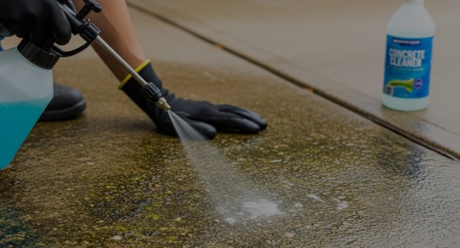 what to spray on concrete before pressure washing