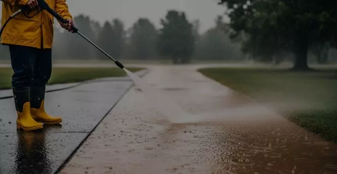 can you pressure wash in the rain