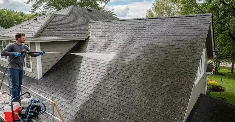 what is soft wash roof cleaning pressure washing method roof algae removal safe roof cleaning system