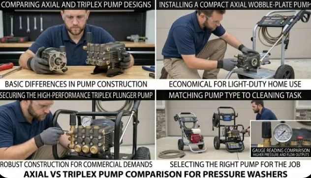 Axial vs triplex pump comparison for residential and commercial pressure washers