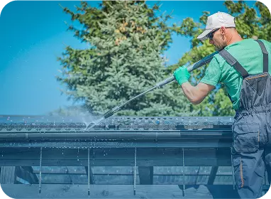 roof gutter pressure washing