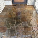 Flagstone entry patio after cleaning