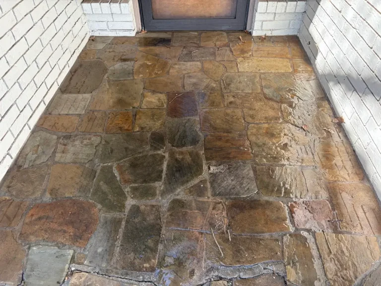 Flagstone entry patio after cleaning
