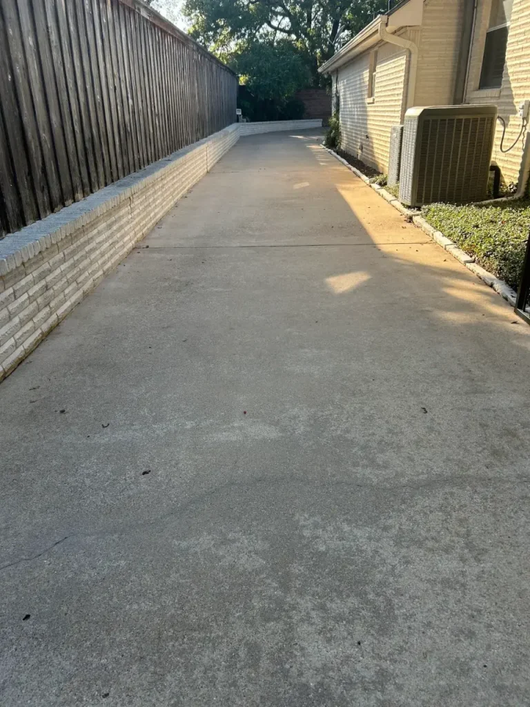 Long side walkway after pressure washing