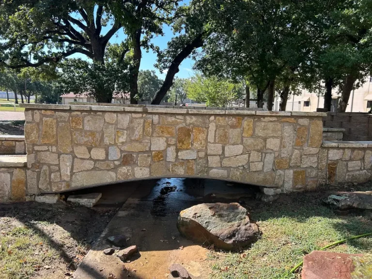 Natural stone wall and bridge cleaning project
